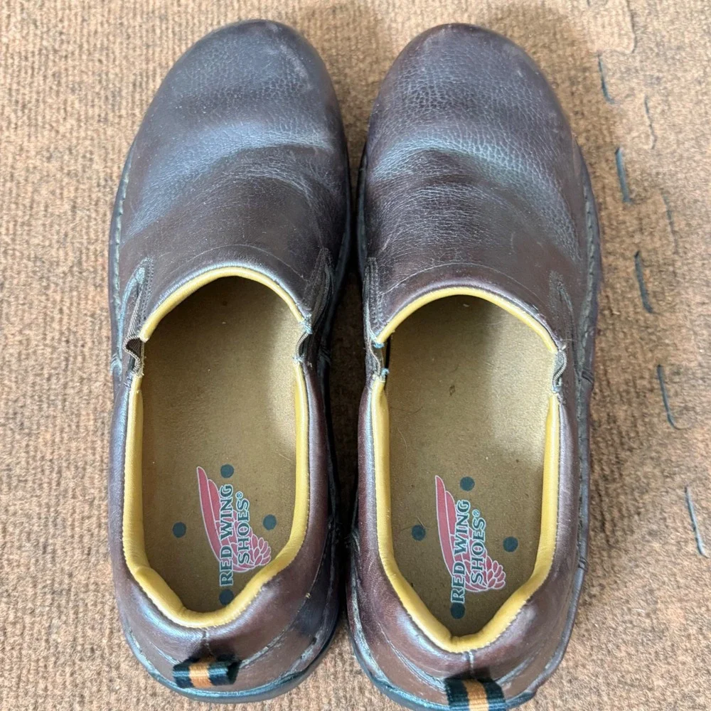 Red Wing‎ Shoes Mens 6702 Brown Leather Slip On Safety Toe Work Shoes 10.5 D SD